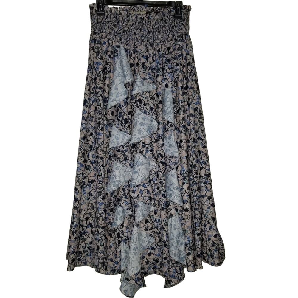 New Anthropologie Keshika Ruffled Midi Skirt Mynah's Reynu Taandon $178 SMALL